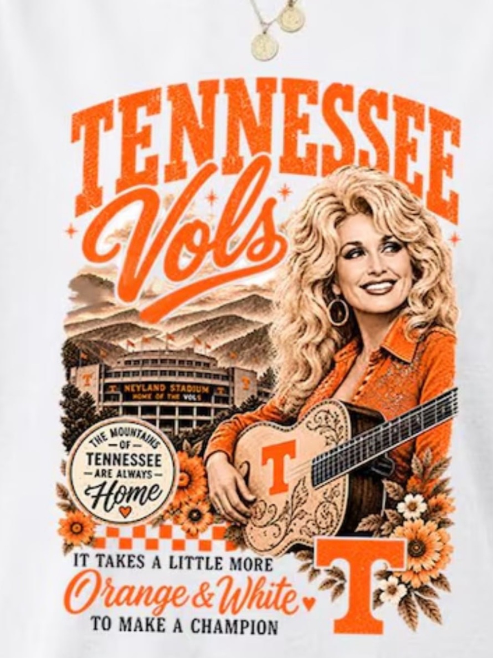 White Tee with Orange Tennessee Vols Graphic - Picture 2 of 4